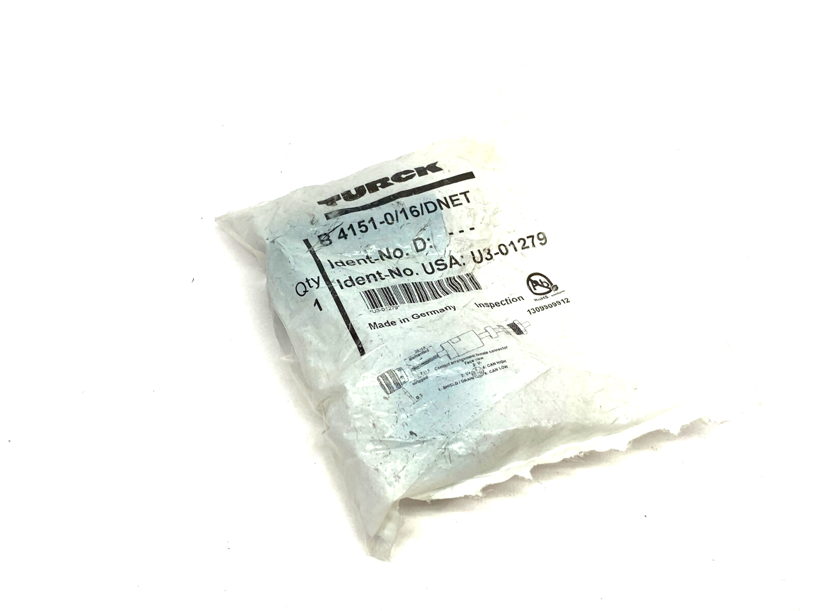 Turck B 4151-0/16/DNET DeviceNet Field Wireable Connector 7/8" U3-01279 - Maverick Industrial Sales