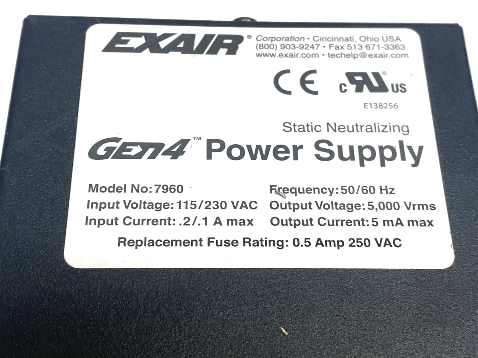 7960 | EXAIR Gen4 Static Eliminator Power Supply 115/230VAC 5kV 2 Output - Used - Maverick Industrial Sales