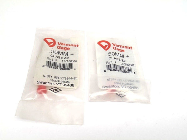 Vermont Gage 112100500 .50MM Class ZZ Pin Gage Plus LOT OF 2 - Maverick Industrial Sales