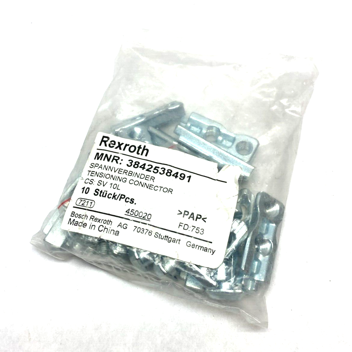 3842538491 | Bosch Rexroth Tensioning Connector SV 10L PKG OF 10 - New - Maverick Industrial Sales