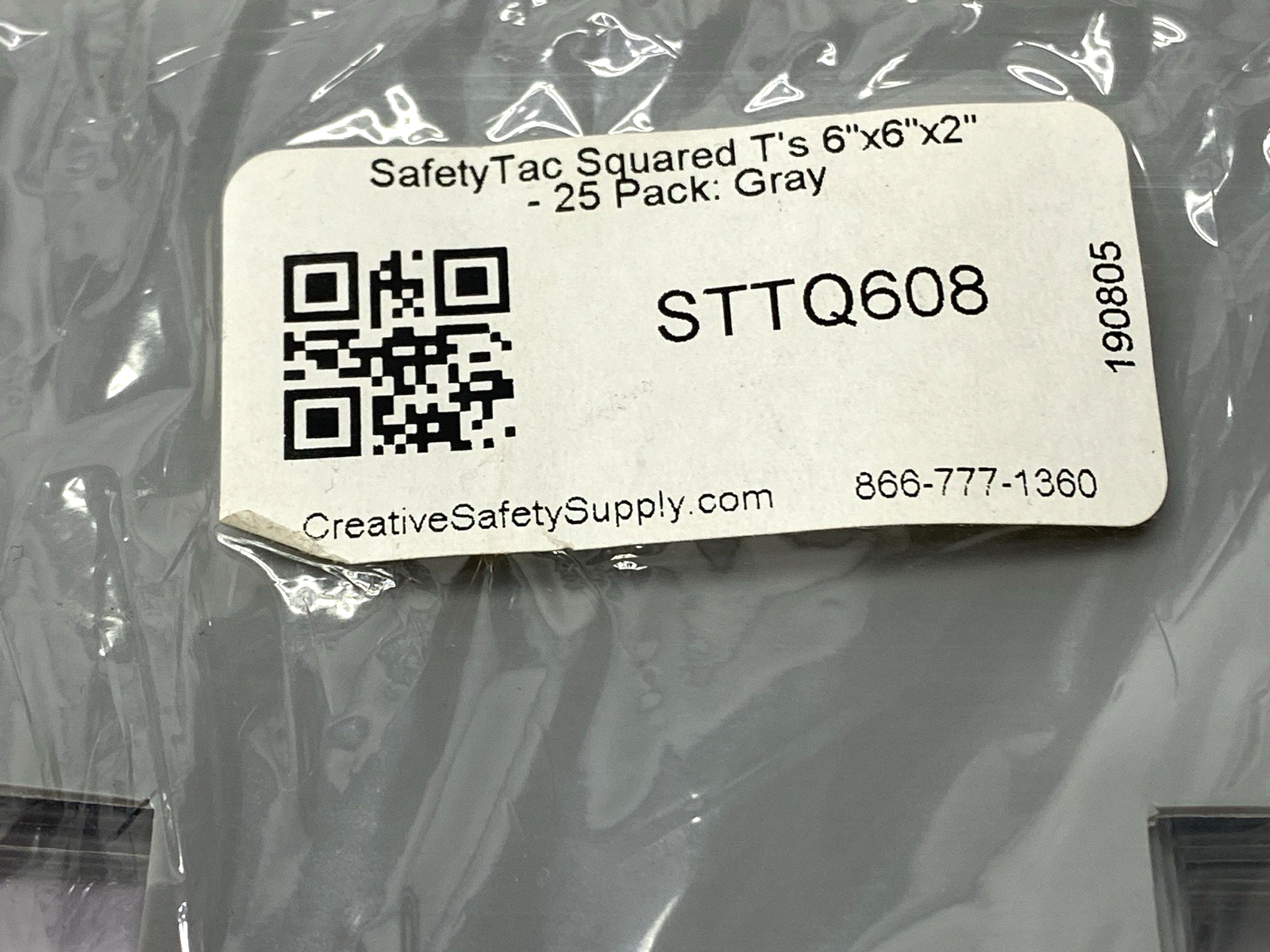 STTQ608 | SafetyTac Squared T Gray Floor Marking Sticker 6" x 6" x 2" PKG OF 25 - New - Maverick Industrial Sales