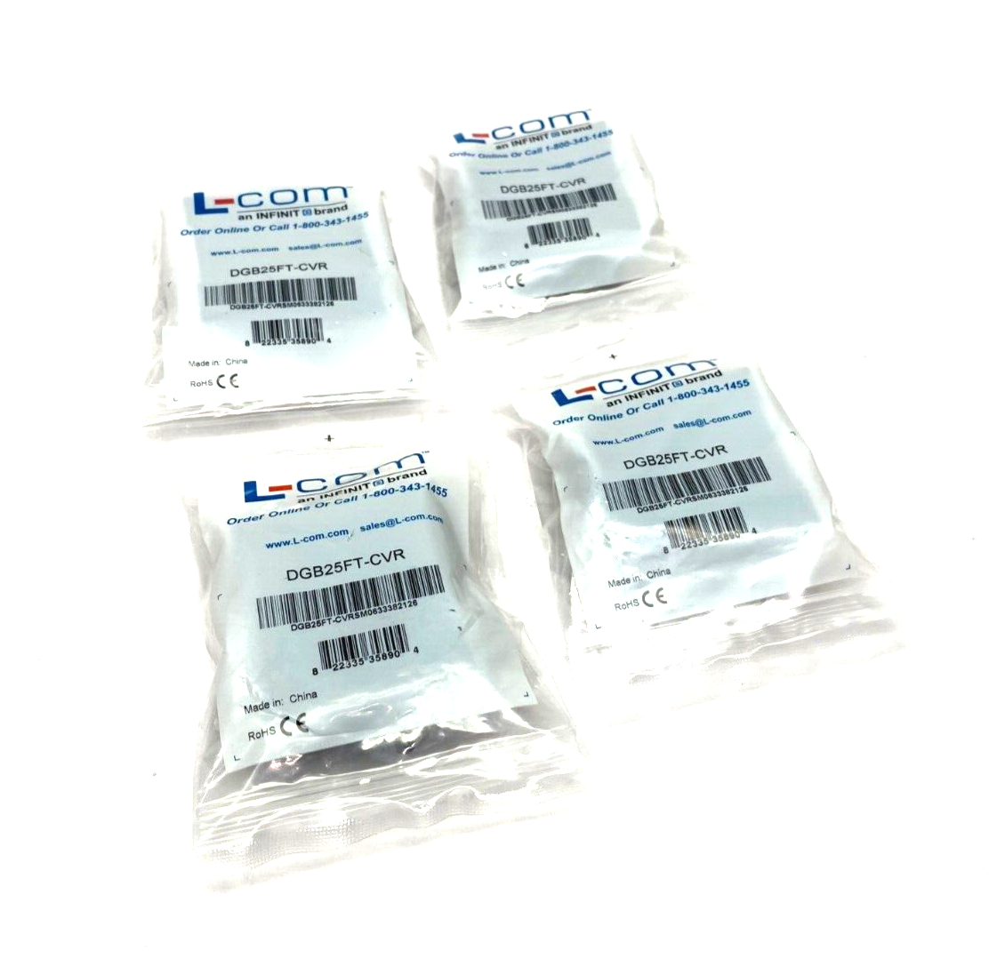 L-Com DGB25FT-CVR Termination Connector Cover Black LOT OF 4 - Maverick Industrial Sales