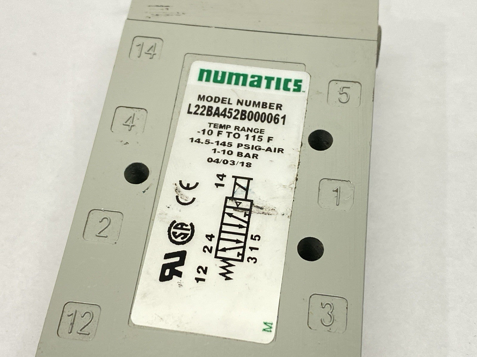 L22BA452B000061 | Numatics Pneumatic Solenoid Pilot Valve 4-Way 24VDC - Used - Maverick Industrial Sales