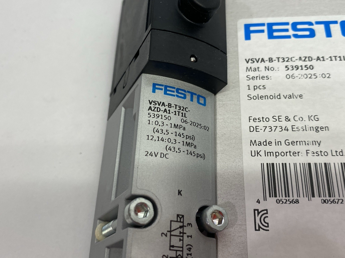 Festo VSVA-B-T32C-AZD-A1-1T1L Solenoid Valve 2x3/2 closed Monostable 539150 - Maverick Industrial Sales