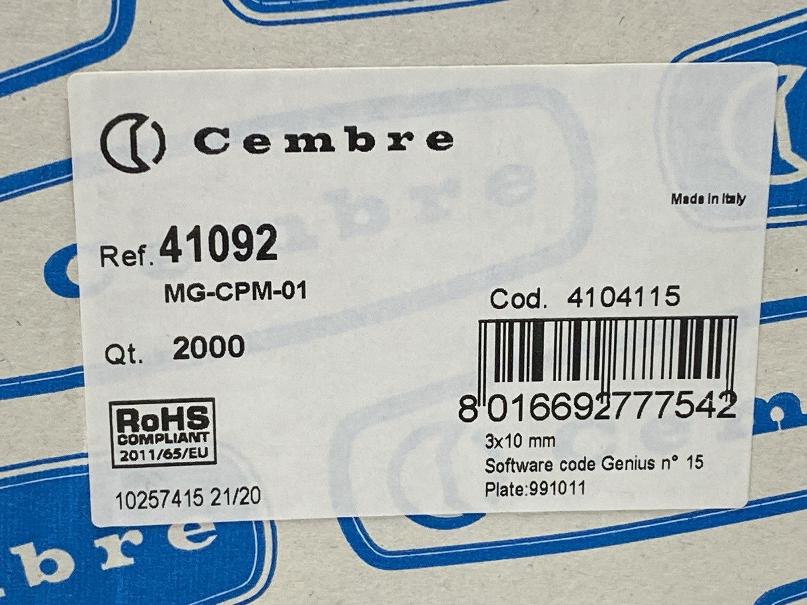 Cembre 41092 Terminal Marker Tag MG-CPM-01 QTY OF 1600 - Maverick Industrial Sales