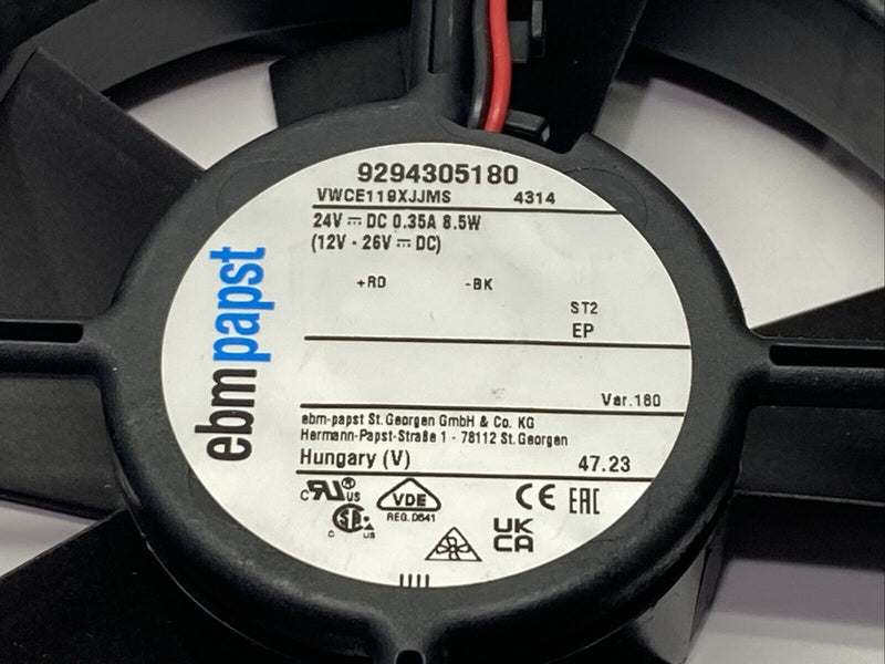 EBM-Papst VWCE119XJJMS Axial Fan 0.35A 24VDC 8.5W 9294305180 - Maverick Industrial Sales