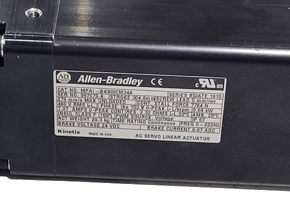 Allen Bradley MPAI-B4300CM34A Ser. B AC Servo Linear Actuator - Maverick Industrial Sales