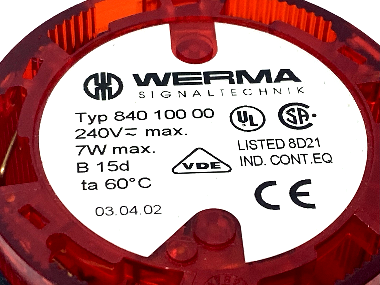 Werma 84010000 Stack Light/Tower light, Red, 240 VAC/DC 7W - Maverick Industrial Sales