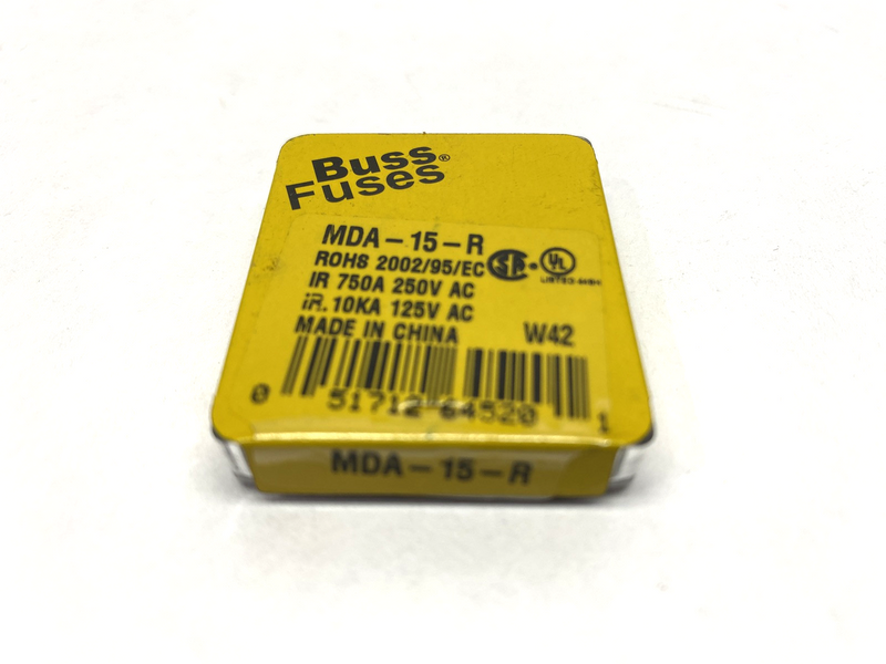 Cooper Bussmann MDA-15-R Miniature Fuse 15A 250VAC PACKAGE OF 5 - Maverick Industrial Sales