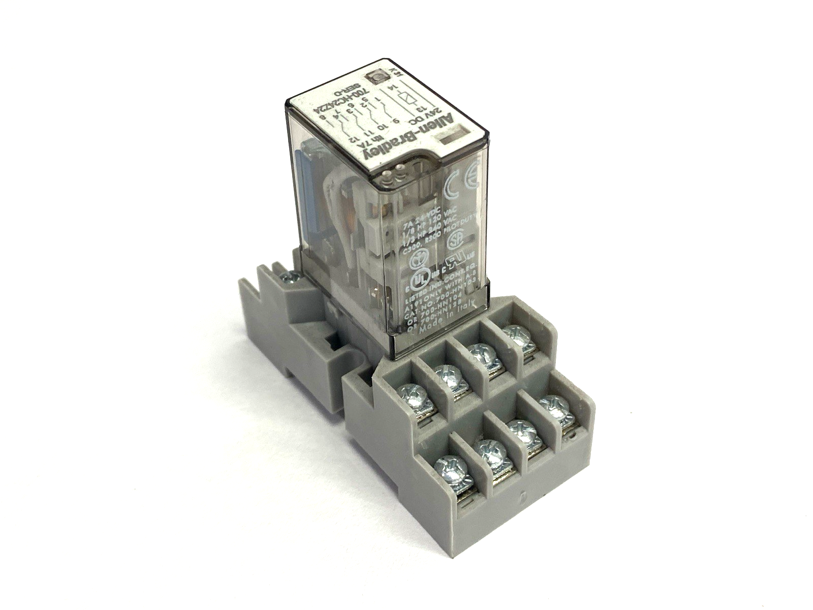 Allen Bradley 700-HC24Z24 Ser. D Ice Cube Relay 24VDC w/ 700-HN128 Ser. B Base - Maverick Industrial Sales