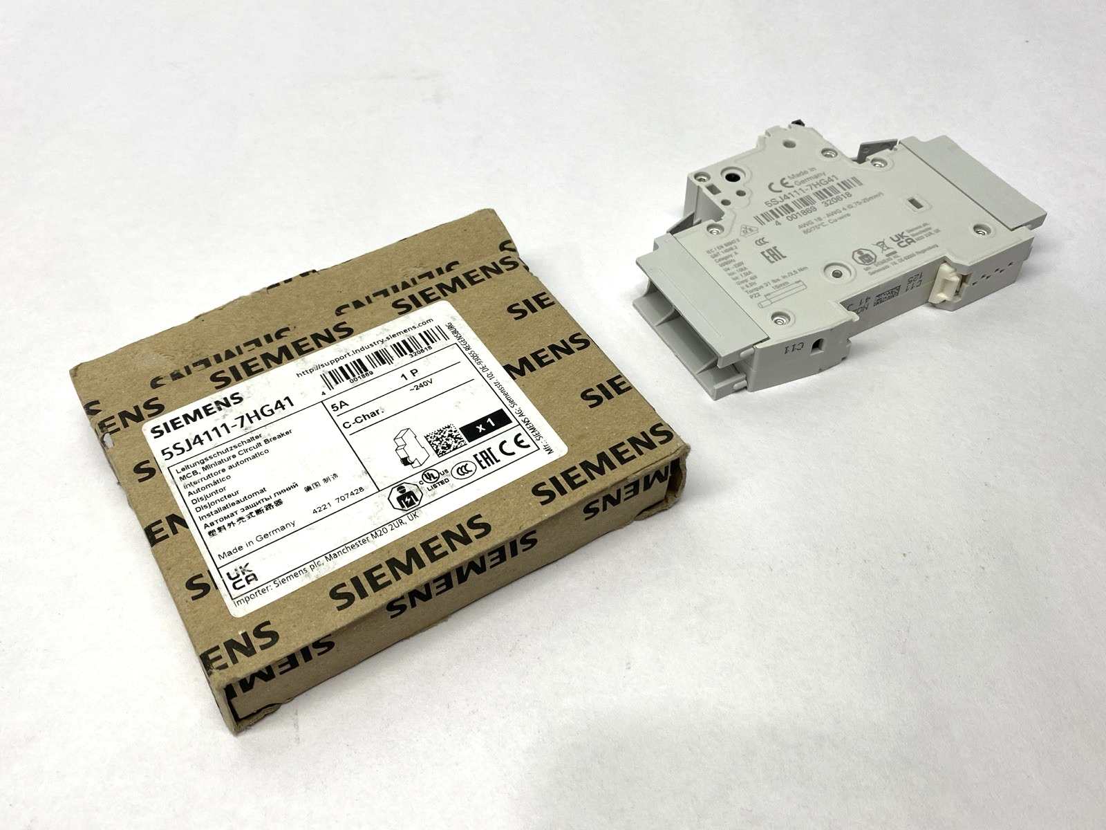 Siemens 5SJ4111-7HG41 Miniature Circuit Breaker 1-Pole C-Trip 240V 14kA 5A - Maverick Industrial Sales