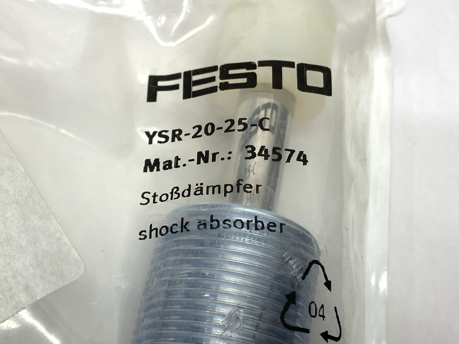 Festo YSR-20-25-C Pneumatic Shock Absorber 25mm Stroke 34574 - Maverick Industrial Sales