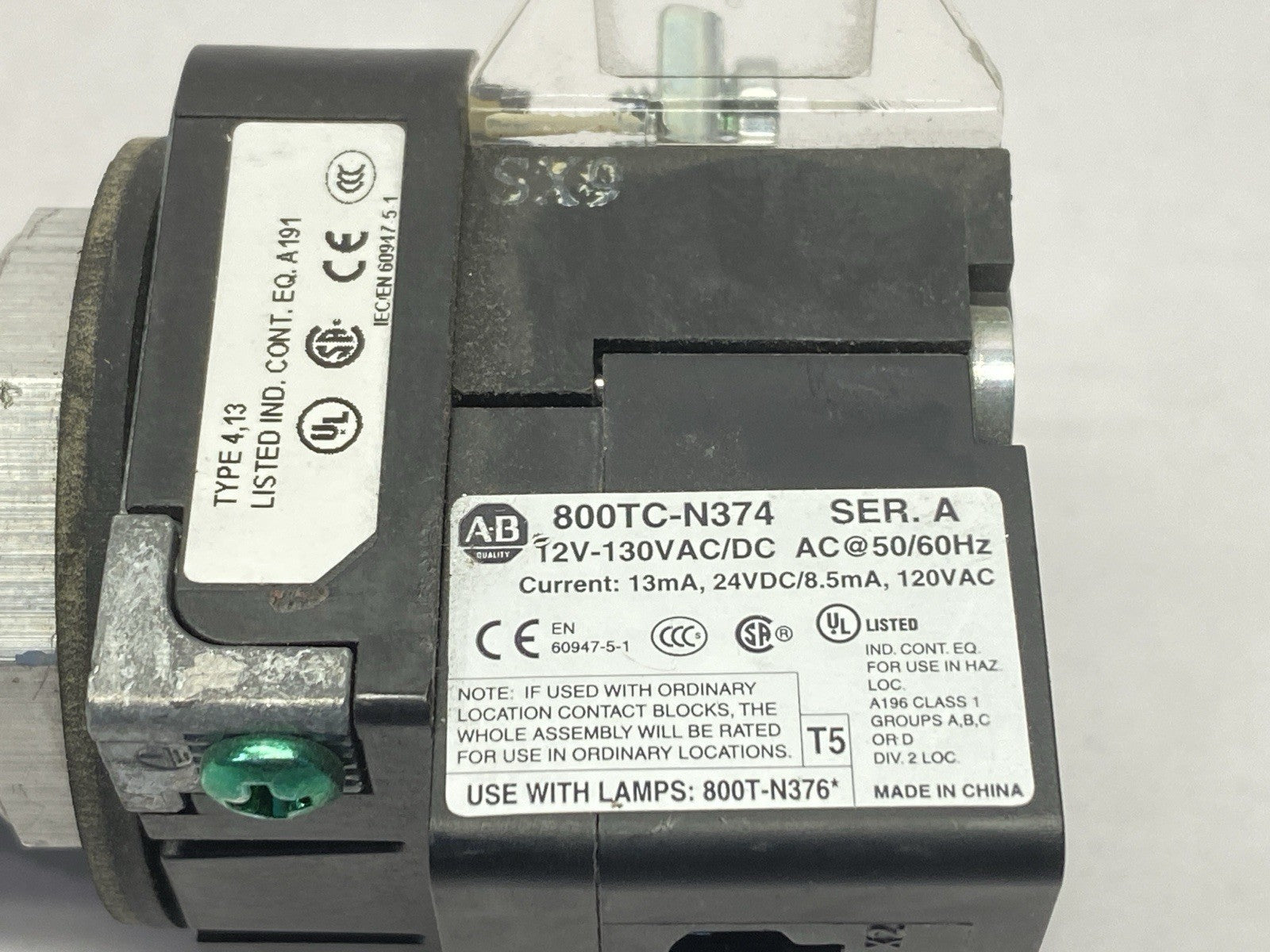 800T-2JGH5KB7AX | Allen Bradley Ser V Selector Switch 30mm Green 12-130V 0.204W - Used - Maverick Industrial Sales