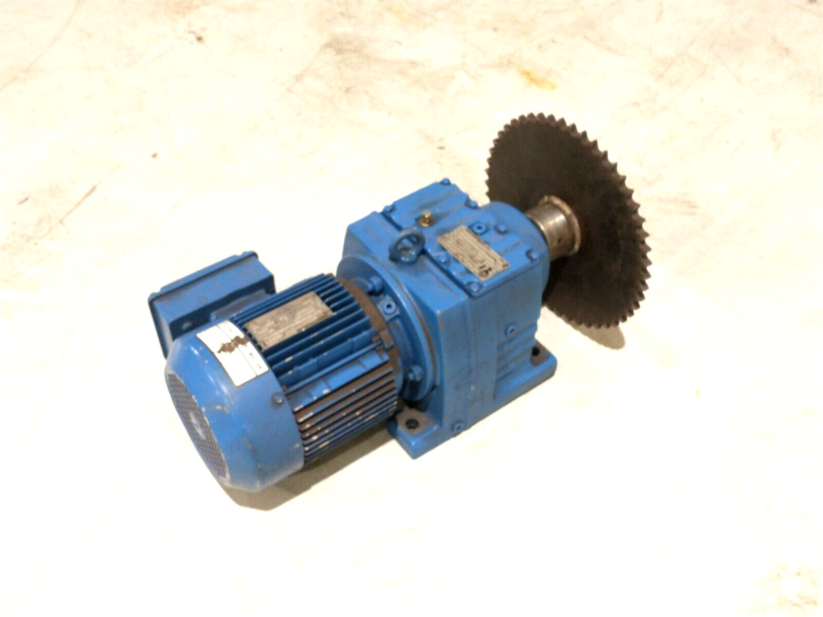 DFT90L4, R77DT90L4 | SEW DFT90L4 Motor 2HP 1720RPM DT79 3PH w/ R77DT90L4 Gear Reducer 81.80 Ratio - Used - Maverick Industrial Sales