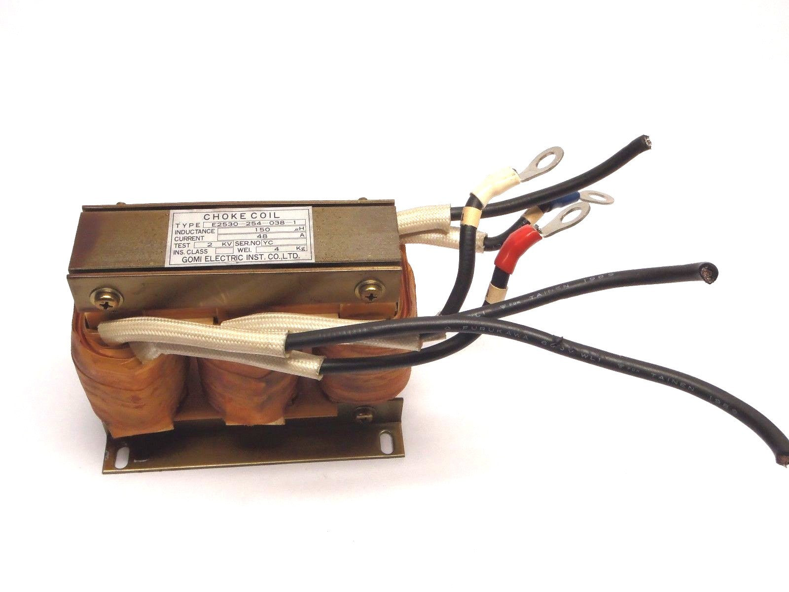 Gomi Electric Choke Coil E2530-254-038-1 48A 2KV Test - Maverick Industrial Sales