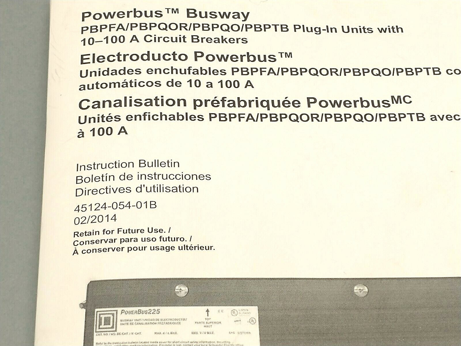 Schneider Electric 45124-054-01B Powerbus Plug-In Units Instruction Bulletin - Used - Maverick Industrial Sales