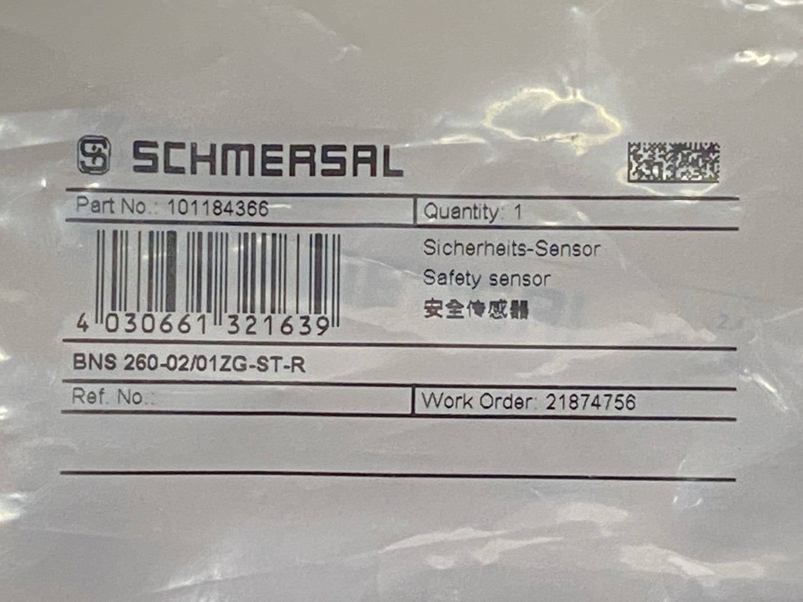 Schmersal BNS 260-02/01ZG-ST-R Non-Contact Safety Sensor Switch 101184366 - Maverick Industrial Sales
