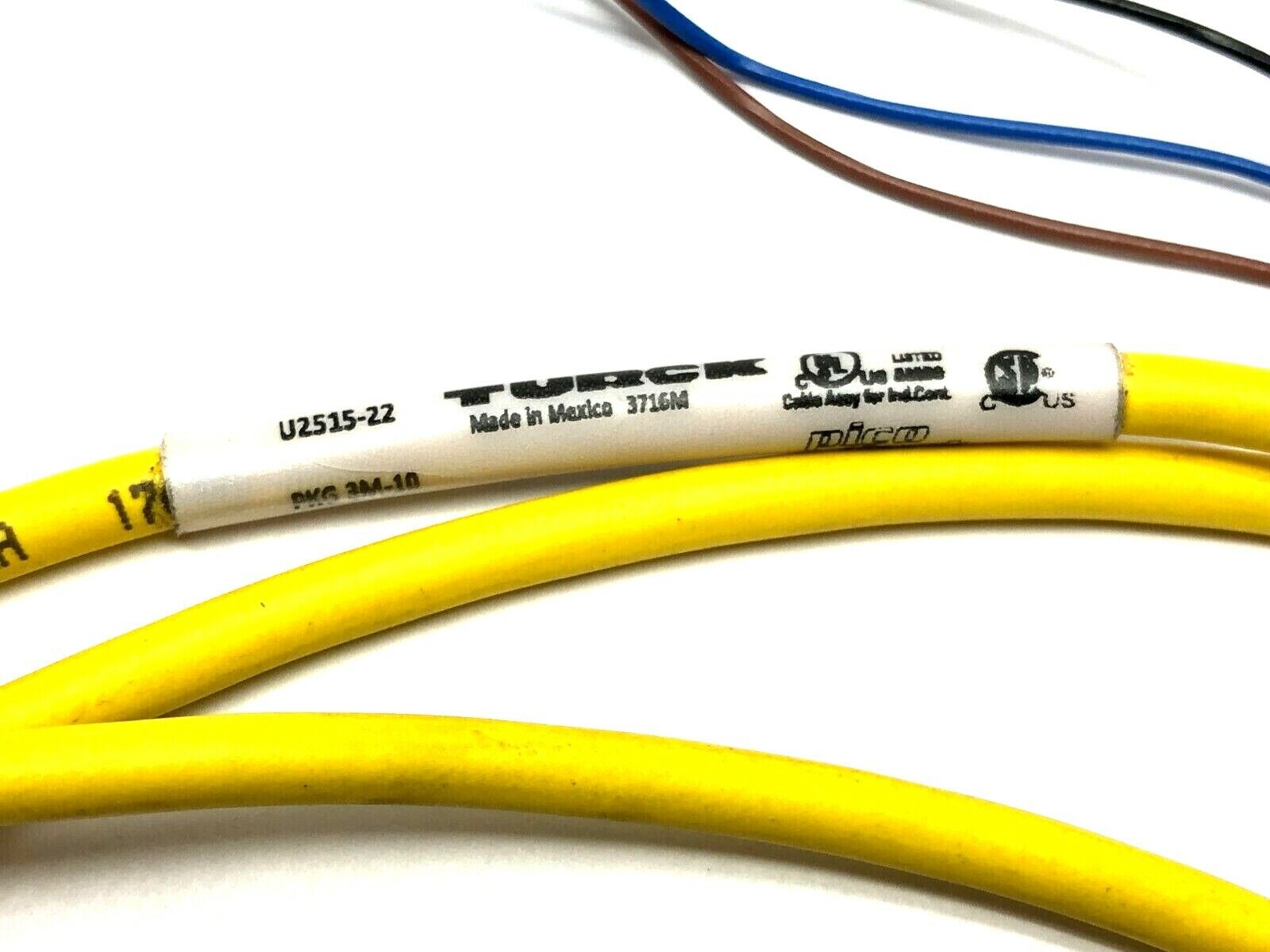 Turck PKG 3M-10 Single Ended Cordset 3-Pin Pico Fast 5ft Length U2515-22 - Maverick Industrial Sales