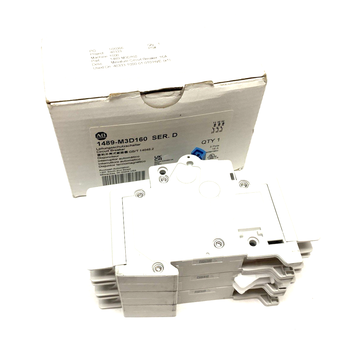 Allen Bradley 1489-M3D160 Ser. D Circuit Breaker 3-Pole 16A - Maverick Industrial Sales