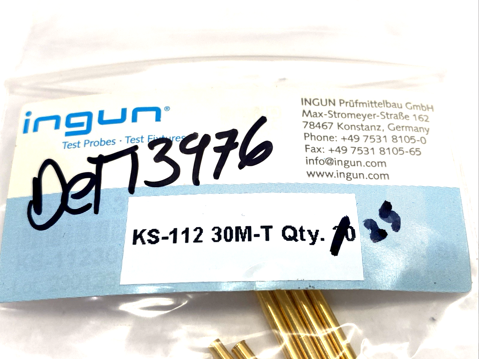 Ingun KS-112 30 M-T Test Probe Receptacle A, Gold Plated, KS-11230M-T LOT OF 25 - Maverick Industrial Sales