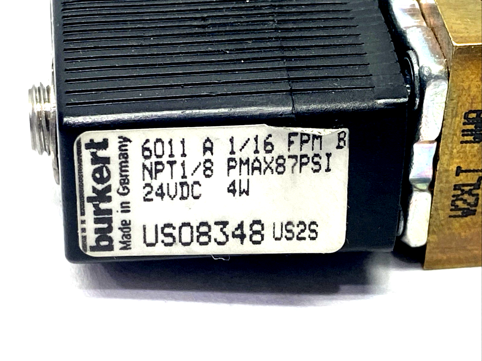 6011 A 1/16 FPM B | Burkert Solenoid Valve 1/8" NPT 87 PSI 24VDC 4W - Used - Maverick Industrial Sales
