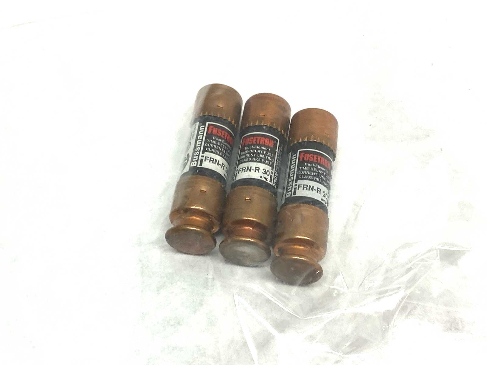 Bussmann FRN-R 30 Fusetron Dual-Element Time Delay Fuse LOT OF 3 - Maverick Industrial Sales