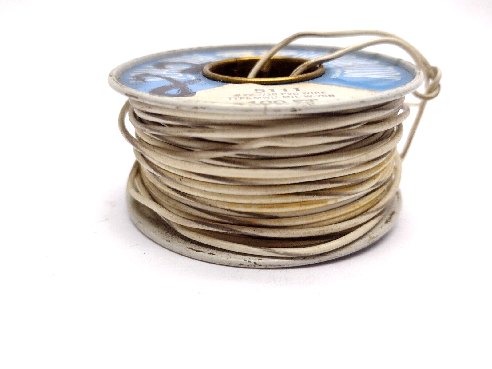 5111 | Alpha Wire 22AWG 7/30 PVC MWU-MIL-W-75B White / Gray, 6 oz Spool - New Other - Maverick Industrial Sales