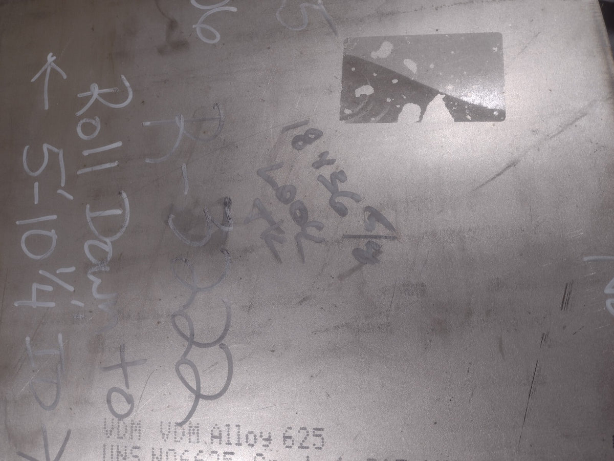 Alloy 625 | VDM 18”x 36-⅜” x 0.375” Sheet ASTM B 443 Nicrofer 6020 hMo - New – Open box - Maverick Industrial Sales