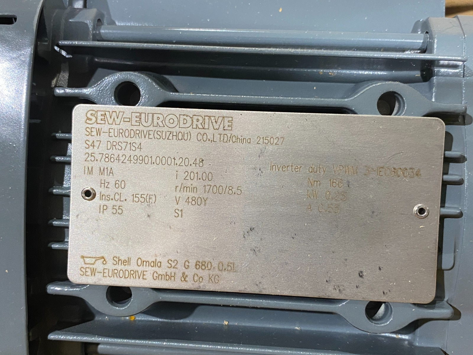 SEW-Eurodrive 25.7864249901.0001.20.48 Right Angle Gearmotor S47DRS71S4 - Maverick Industrial Sales