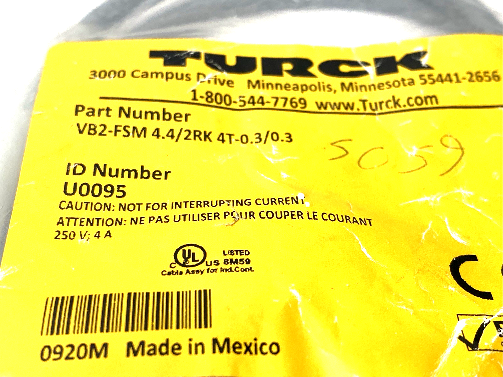 Turck VB2-FSM 4.4/2RK 4T-0.3/0.3 2-Branch Daisy Chain M12 4-Pin 0.3m U0095 - Maverick Industrial Sales