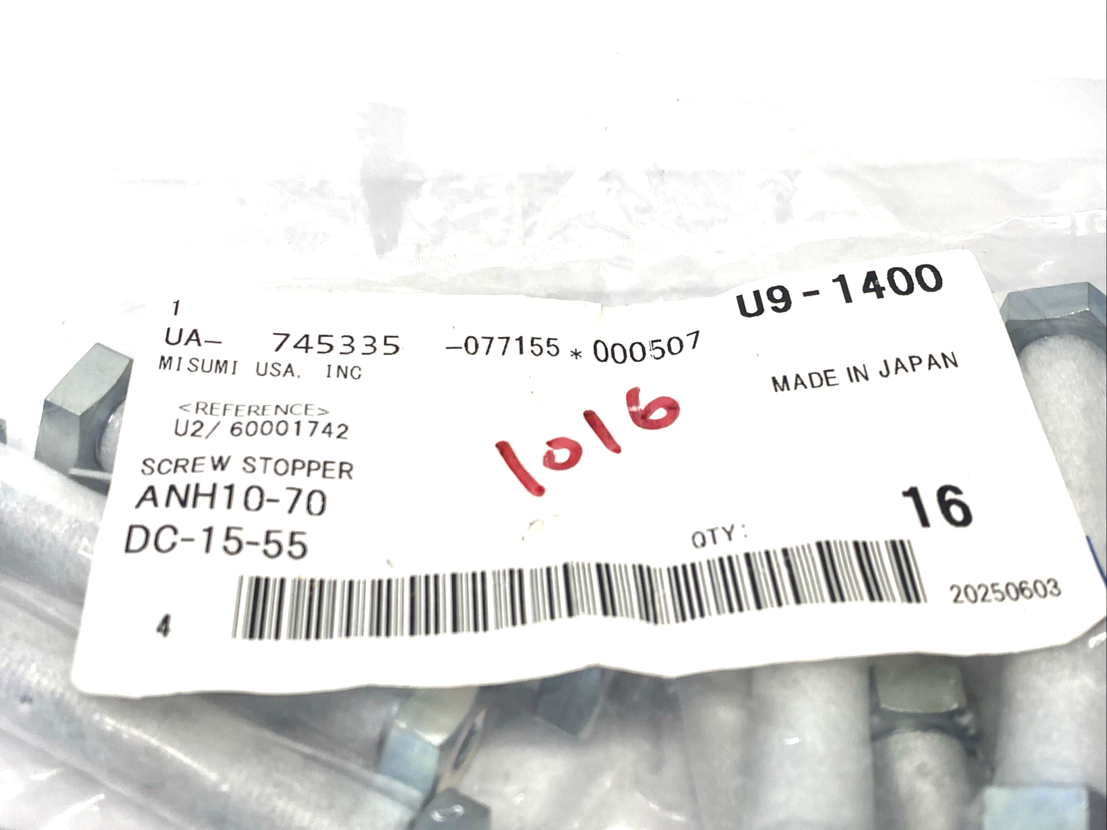 ANH10-70 | MiSUMi Hex Socket Hex Head Adjusting Stopper Screws M10x70mm LOT OF 16 - New - Maverick Industrial Sales