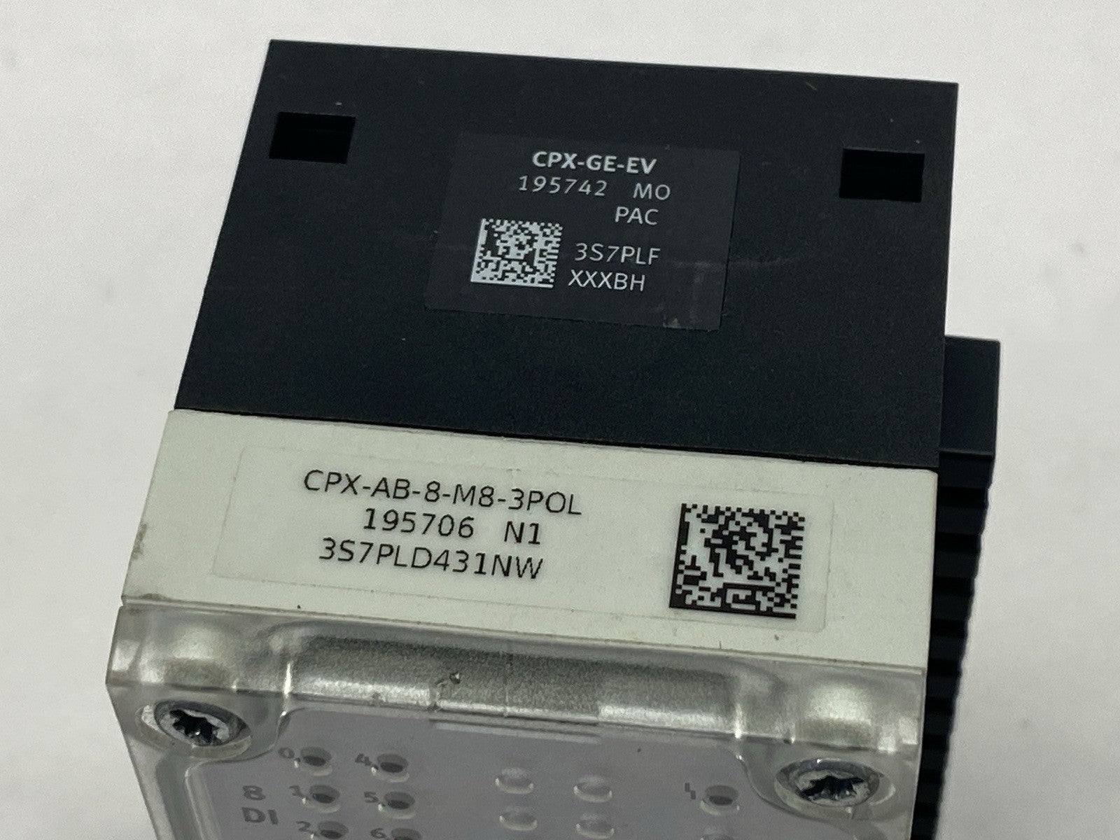 Festo CPX-AB-8-M8-3POL Manifold Block 195706 w/ CPX-GE-EV Interlinking Block - Maverick Industrial Sales