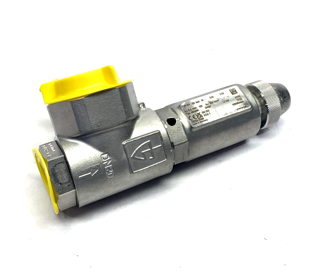451sGK-20-f/f-PTFE | Goetze Armaturen Angled Safety Valve 1.2bar DN20 - New – Open box - Maverick Industrial Sales