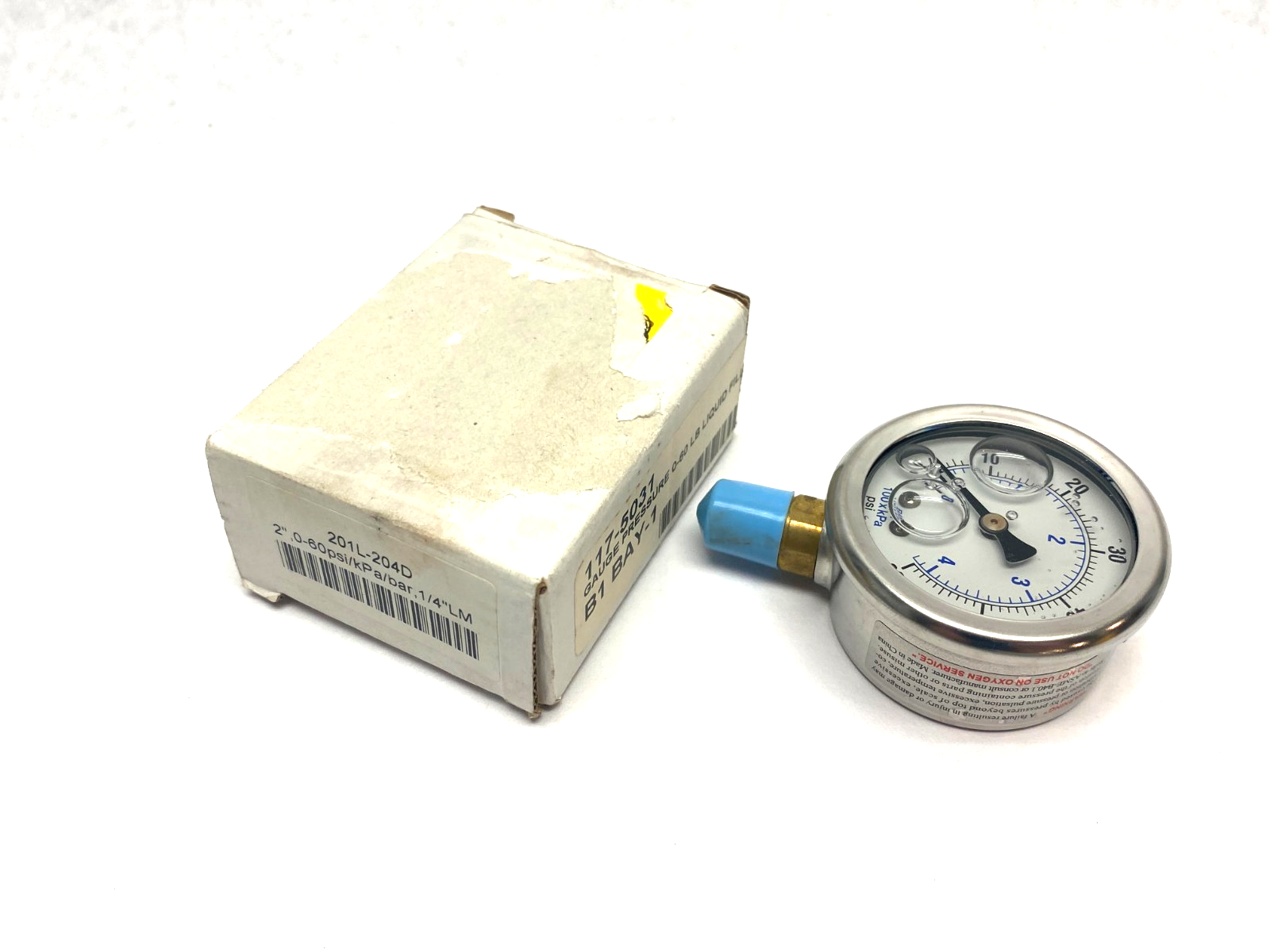 PIC Gauges 201L-204D Liquid Filled Pressure Gauge 2" 0-60psi 1/4" Bottom Port - Maverick Industrial Sales