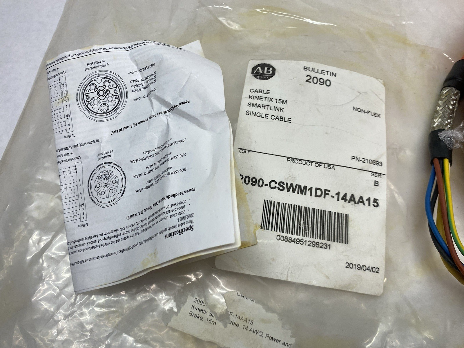 2090-CSWM1DF-14AA15 | Allen Bradley Ser. B Kinetix Smartlink Single Cable Non-Flex - New Other - Maverick Industrial Sales