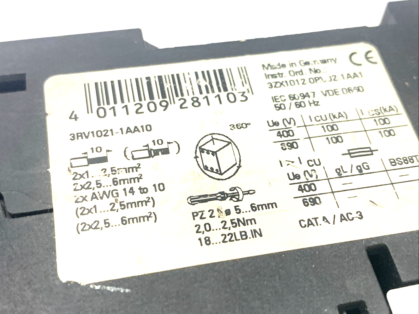 Siemens 3RV1021-1AA10 Motor Protection Circuit Breaker 3RT1024-1A Contactor - Maverick Industrial Sales