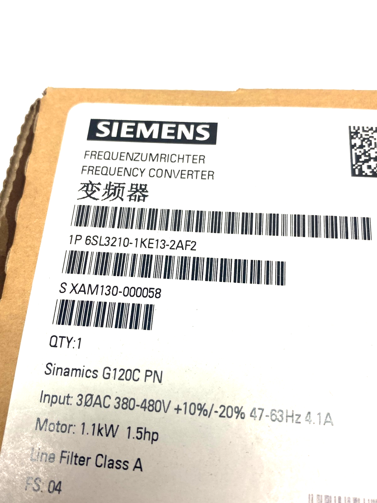 Siemens 6SL3210-1KE13-2AF2 SINAMICS G120C PN Frequency Converter - Maverick Industrial Sales