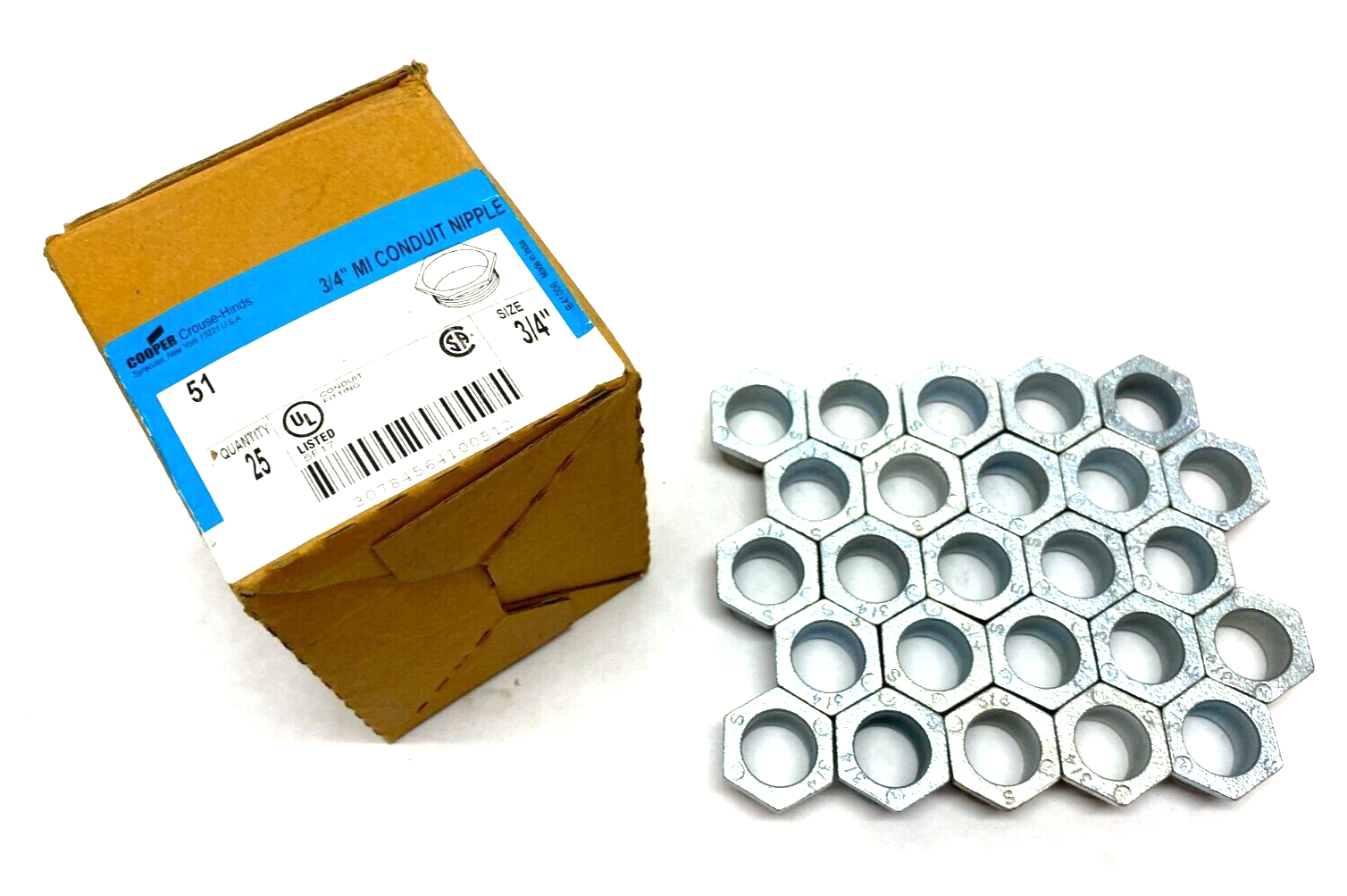 Cooper Crouse Hinds 51 Bushed Male Conduit Nipple 3/4" BOX OF 25 - Maverick Industrial Sales