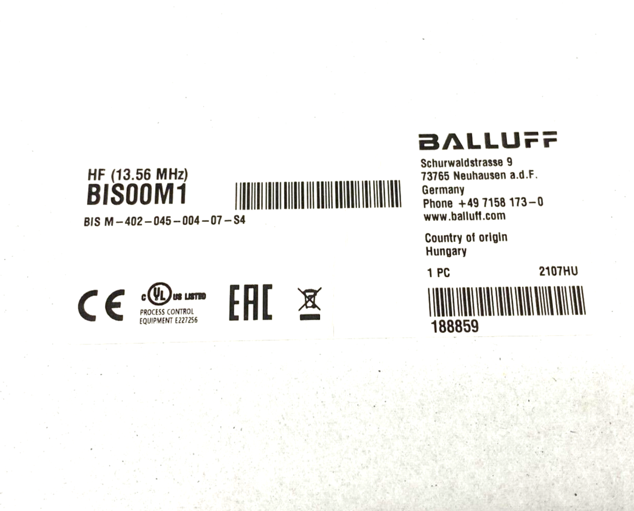 Balluff BIS00M1 Radio Frequency ID Head Processor Unit BIS M-402-045-004-07-S4 - Maverick Industrial Sales