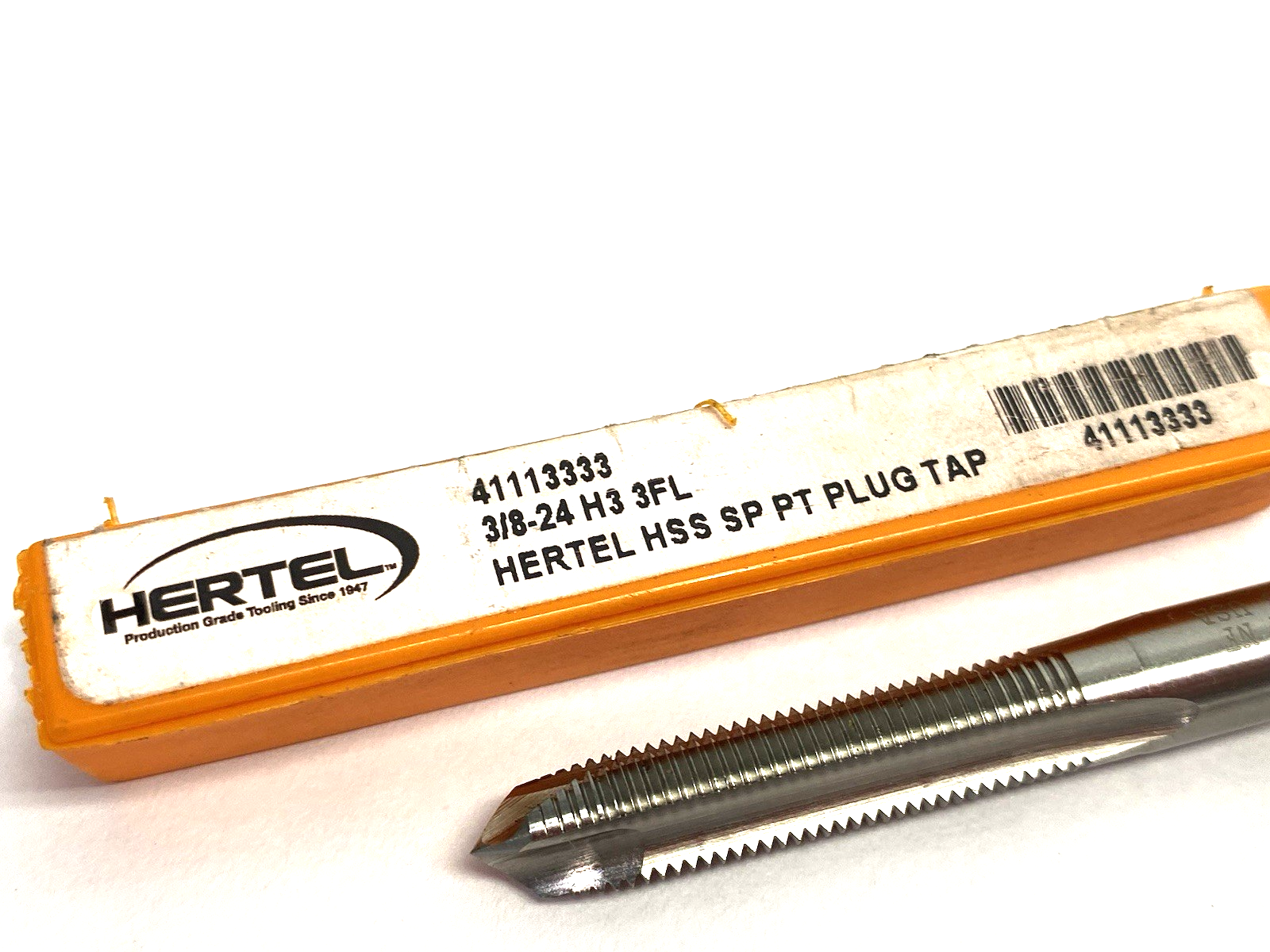 41113333 | Hertel 3/8-24 H3 3FL Hertel HSS Spiral Point Plug Tap Bit - New – Open box - Maverick Industrial Sales