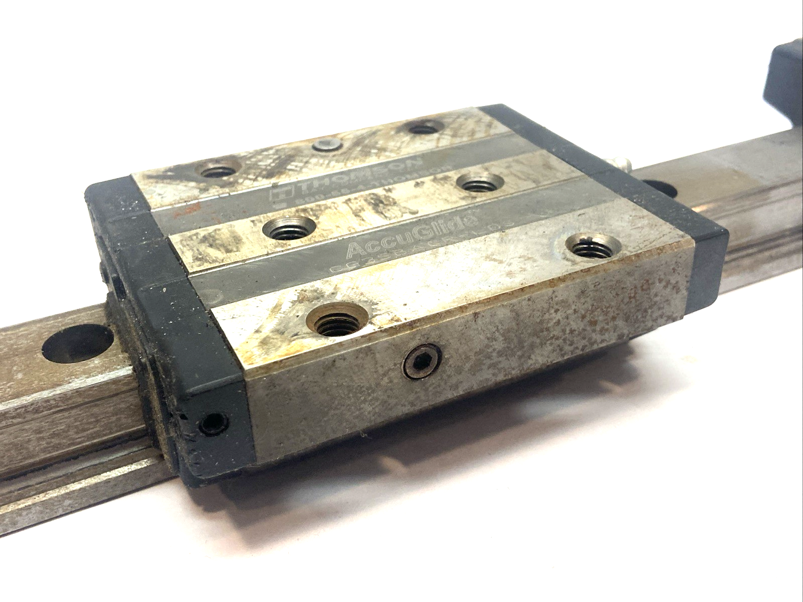 | Thomson AccuGlide CG35BACP-LDS 35mm Linear Guide Blocks w/ RG35PL0980 980mm Rail - Used - Maverick Industrial Sales