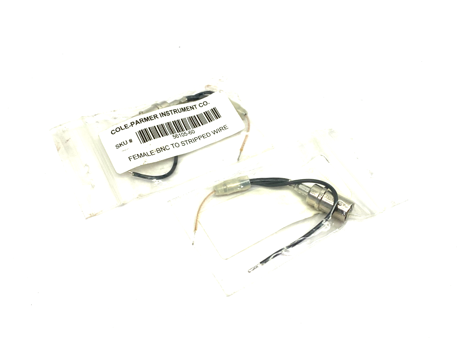Cole-Parmer 56105-60 Female BNC Connector to Stripped Wires LOT OF 2 - Maverick Industrial Sales