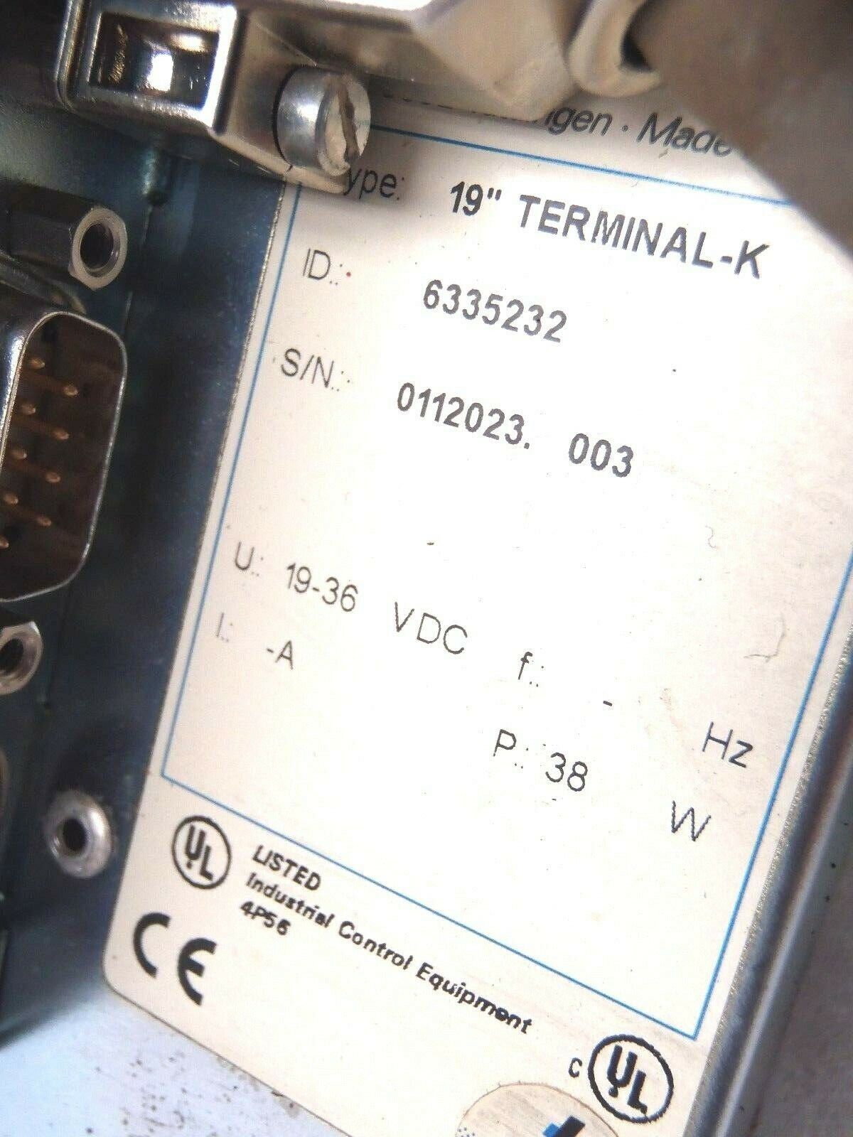 Leukhardt 6335232 Terminal-K VGA Interface Panel SCREEN DAMAGE - Maverick Industrial Sales