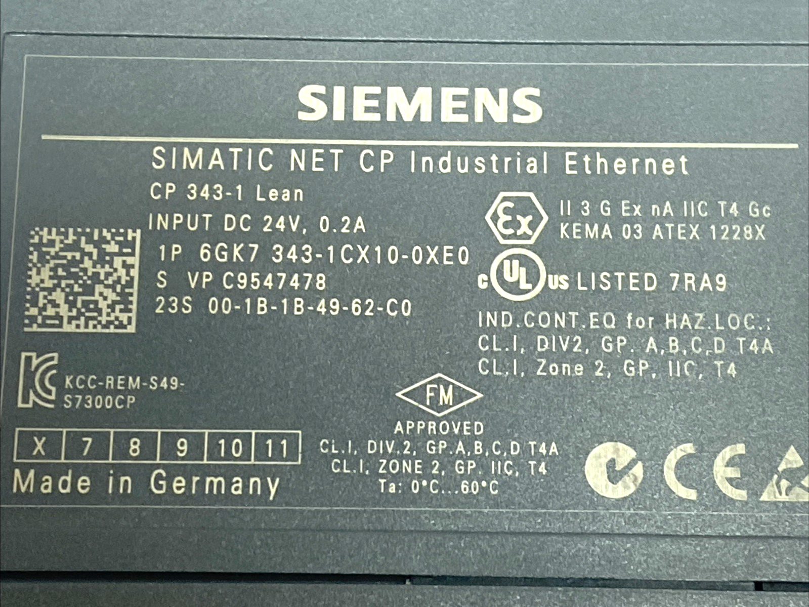 Siemens 6GK7343-1CX10-0XE0 SIMATIC S7-300 Communications Processor CP 343-1 Lean - Maverick Industrial Sales