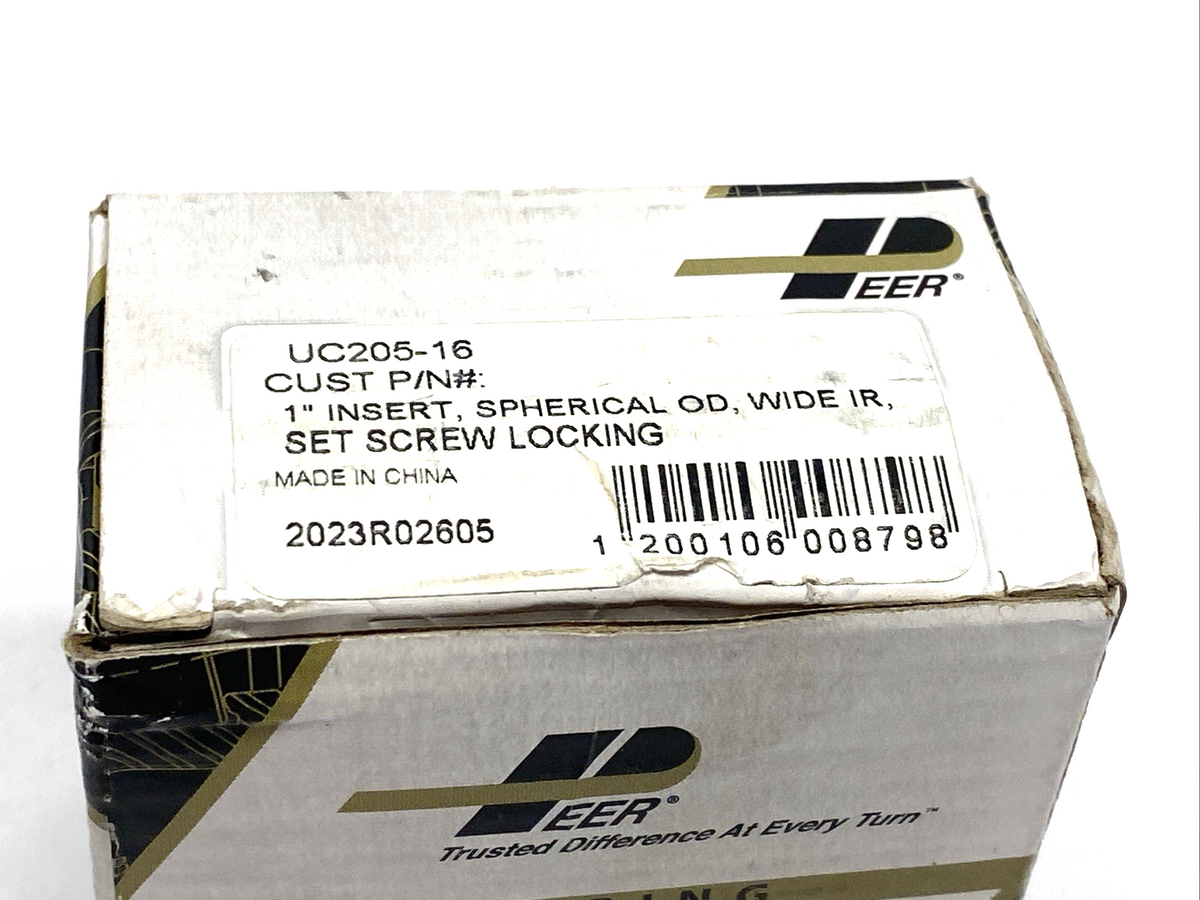 Peer UC205-16 Radial Insert Ball Bearing 1" Bore, Set Screw Locking - Maverick Industrial Sales