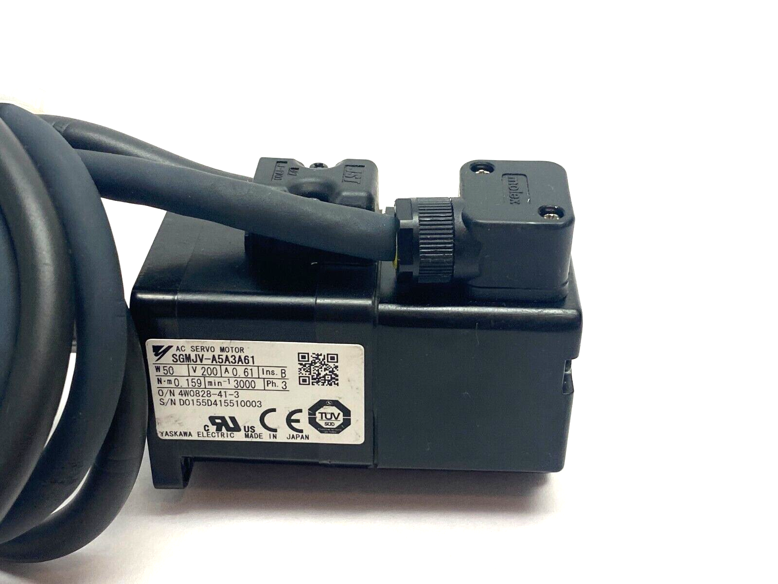 Yaskawa SGMJV-A5A3A61 AC Servo Motor 3-Phase 200V 0.61A 50W 3000rpm - Maverick Industrial Sales