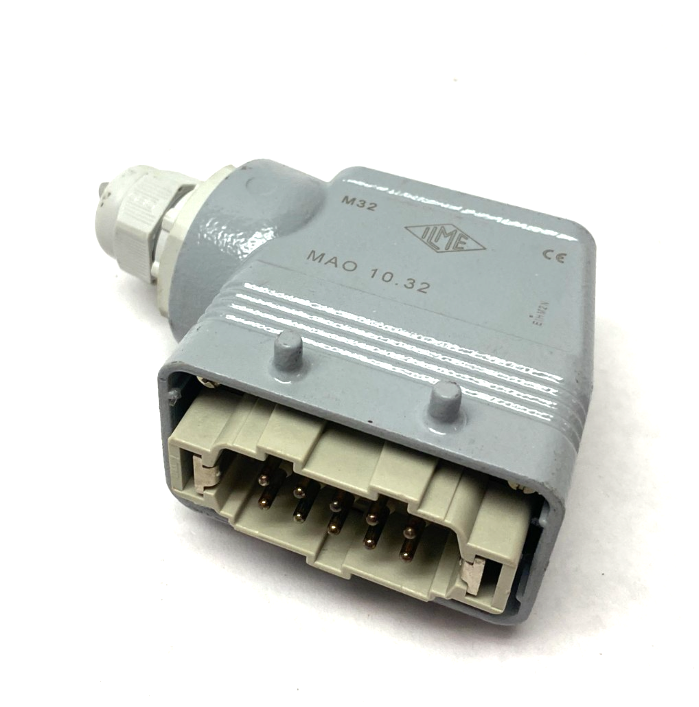 ILME MAO 10.32 Cable Hood M32 Side Entry Type C, 4-Pegs w/ 10-Pin Male Insert - Used - Maverick Industrial Sales