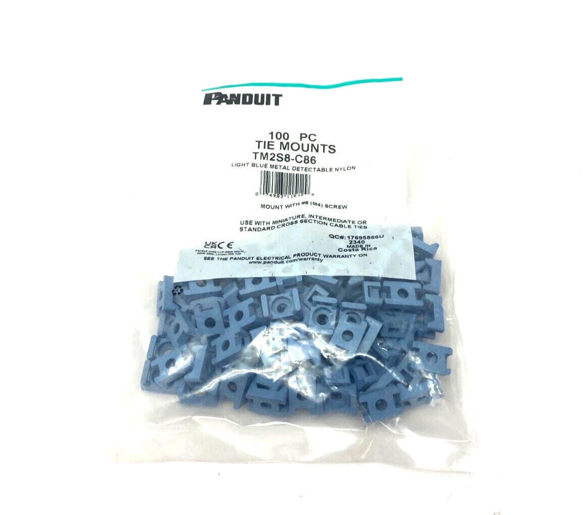 Panduit TM2S8-C86 Light Blue Metal Detectable Nylon Cable Tie Mount PKG OF 100 - Maverick Industrial Sales