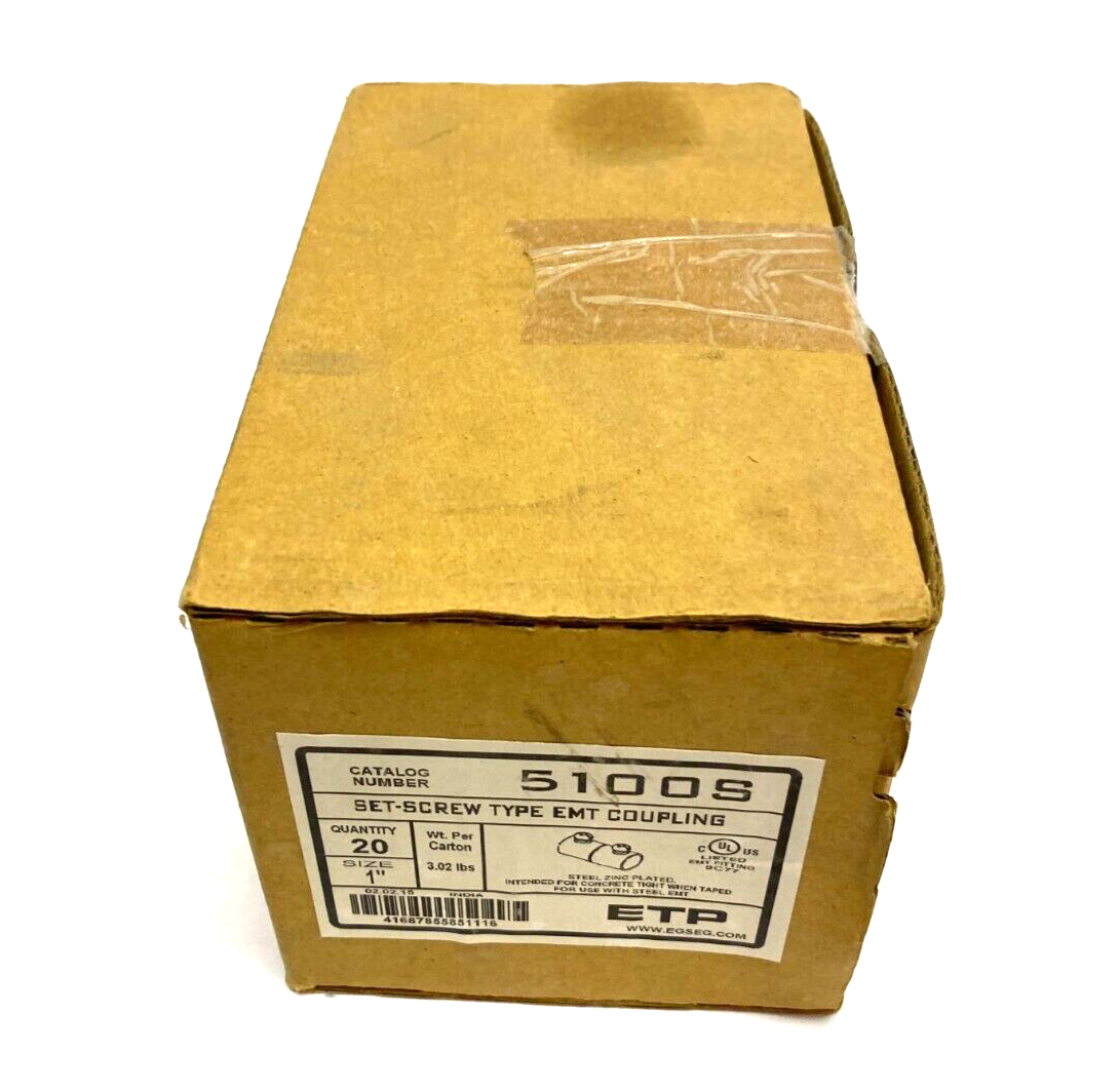 5100S | ETP Set-Screw Type EMT Coupling 1" Zinc Plated PKG OF 20 - New - Maverick Industrial Sales