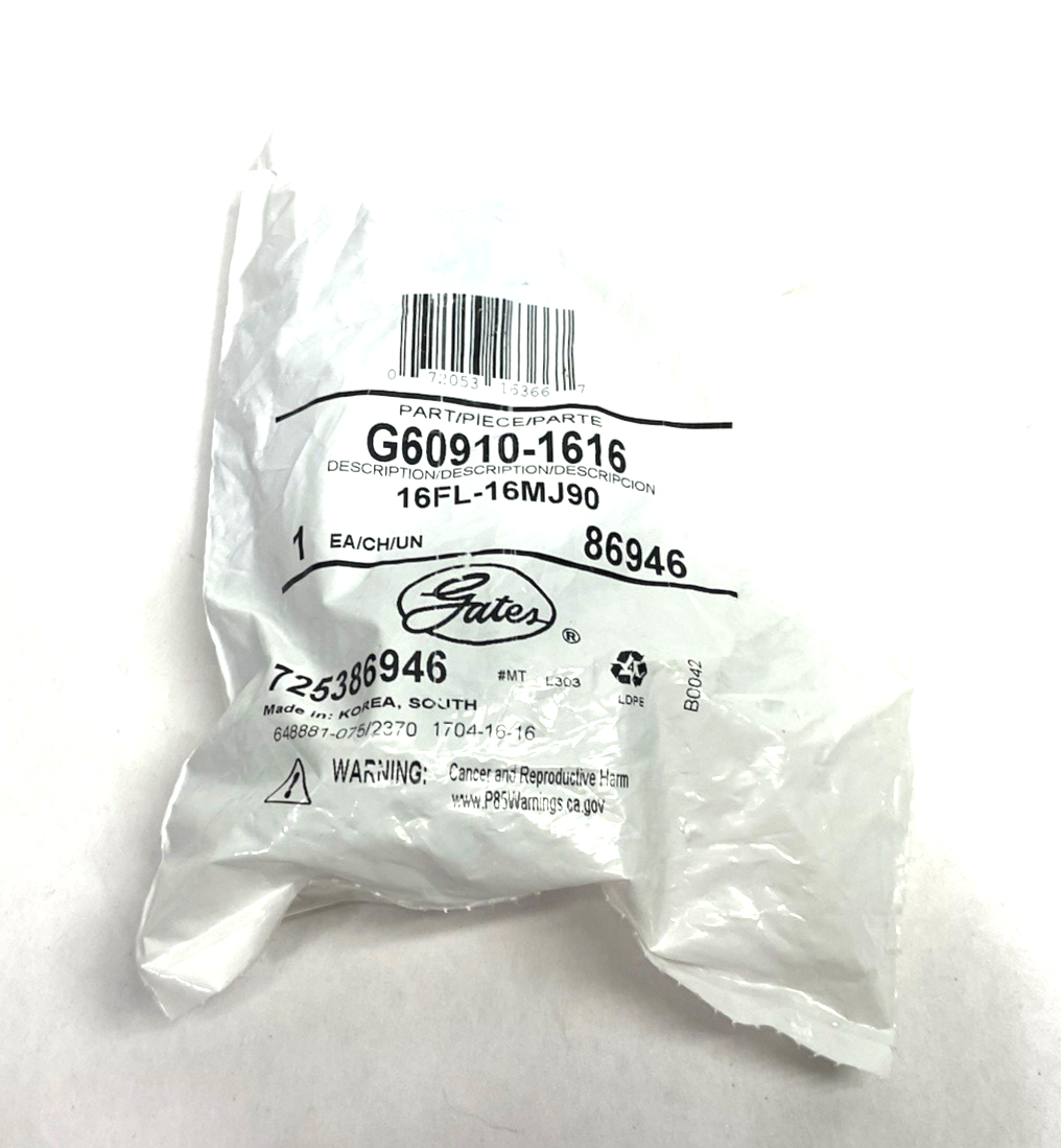 Gates G60910-1616 One-Piece Hydraulic Angle Adapter Fitting 16FL-16MJ90 - Maverick Industrial Sales
